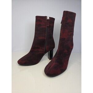 Topshop Red Suede Camouflage Zip Up Heeled High Ankle Boot ***R Sz 38 L Sz 41***